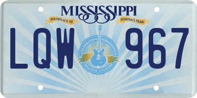 MS license plate LQW967