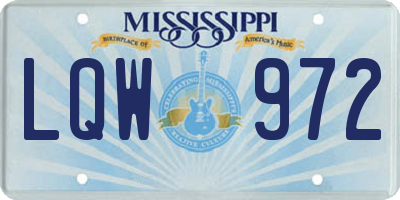 MS license plate LQW972