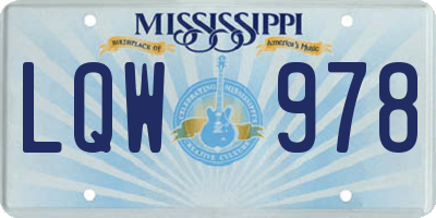 MS license plate LQW978