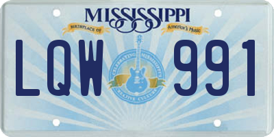 MS license plate LQW991