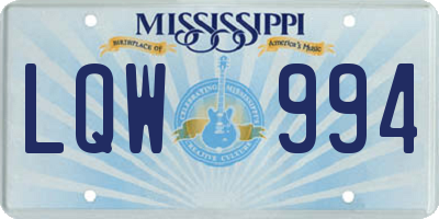 MS license plate LQW994