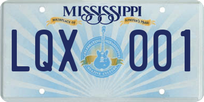 MS license plate LQX001