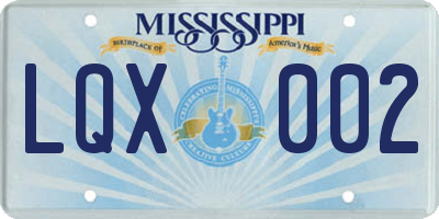 MS license plate LQX002