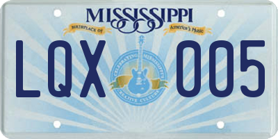MS license plate LQX005