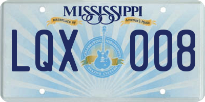 MS license plate LQX008