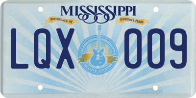 MS license plate LQX009
