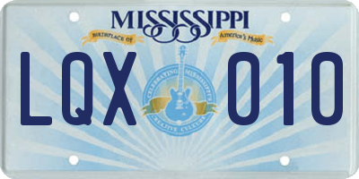 MS license plate LQX010