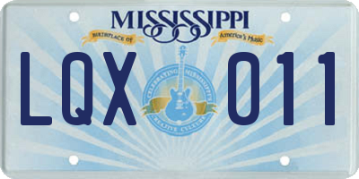 MS license plate LQX011