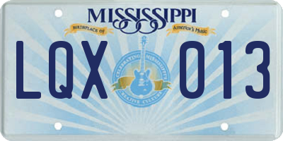 MS license plate LQX013