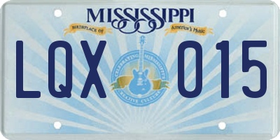 MS license plate LQX015