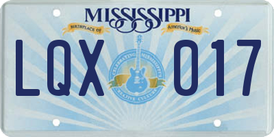 MS license plate LQX017