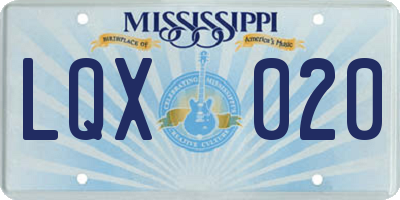 MS license plate LQX020