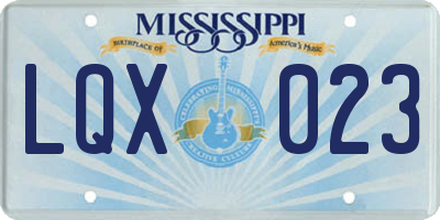 MS license plate LQX023