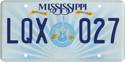 MS license plate LQX027