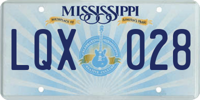 MS license plate LQX028