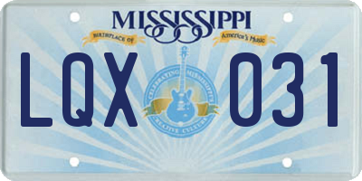 MS license plate LQX031