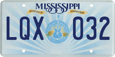 MS license plate LQX032
