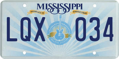 MS license plate LQX034