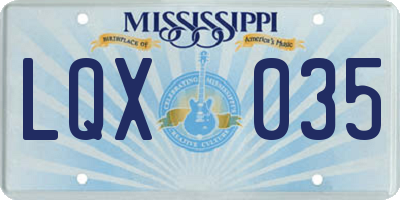 MS license plate LQX035