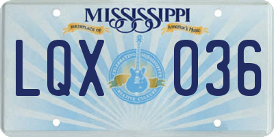 MS license plate LQX036