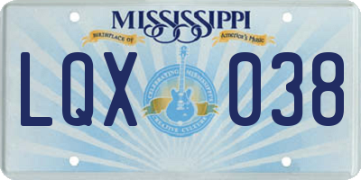 MS license plate LQX038