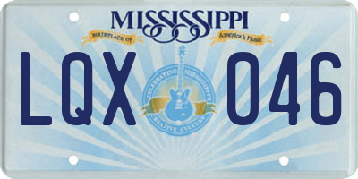 MS license plate LQX046