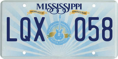 MS license plate LQX058