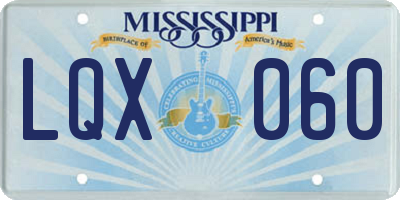 MS license plate LQX060