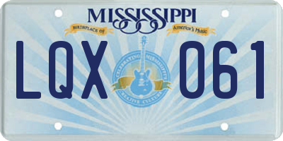 MS license plate LQX061