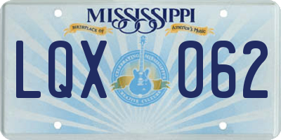 MS license plate LQX062