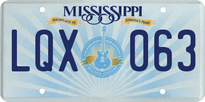 MS license plate LQX063