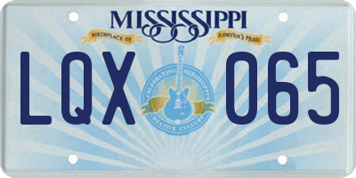 MS license plate LQX065