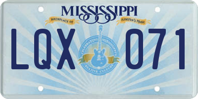 MS license plate LQX071