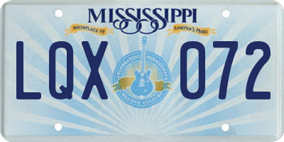 MS license plate LQX072