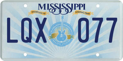 MS license plate LQX077