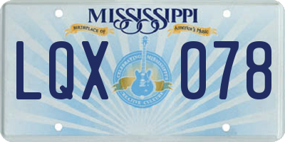 MS license plate LQX078