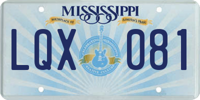 MS license plate LQX081