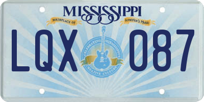 MS license plate LQX087