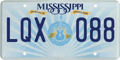 MS license plate LQX088
