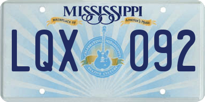 MS license plate LQX092