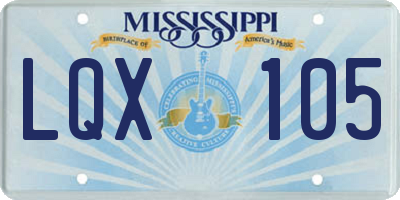 MS license plate LQX105