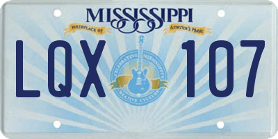 MS license plate LQX107