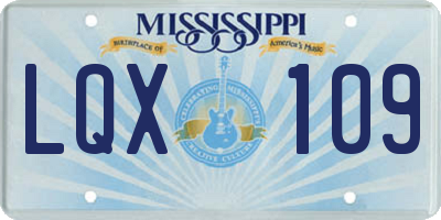 MS license plate LQX109