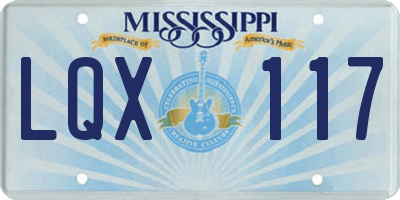 MS license plate LQX117