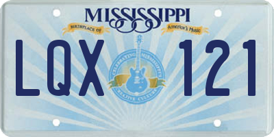 MS license plate LQX121
