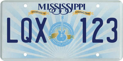 MS license plate LQX123