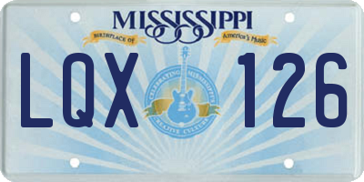 MS license plate LQX126