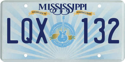 MS license plate LQX132