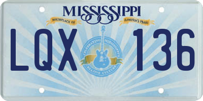 MS license plate LQX136