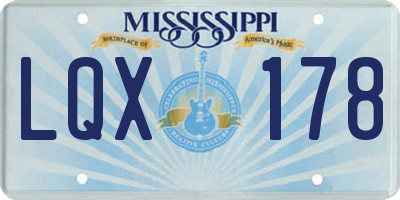 MS license plate LQX178